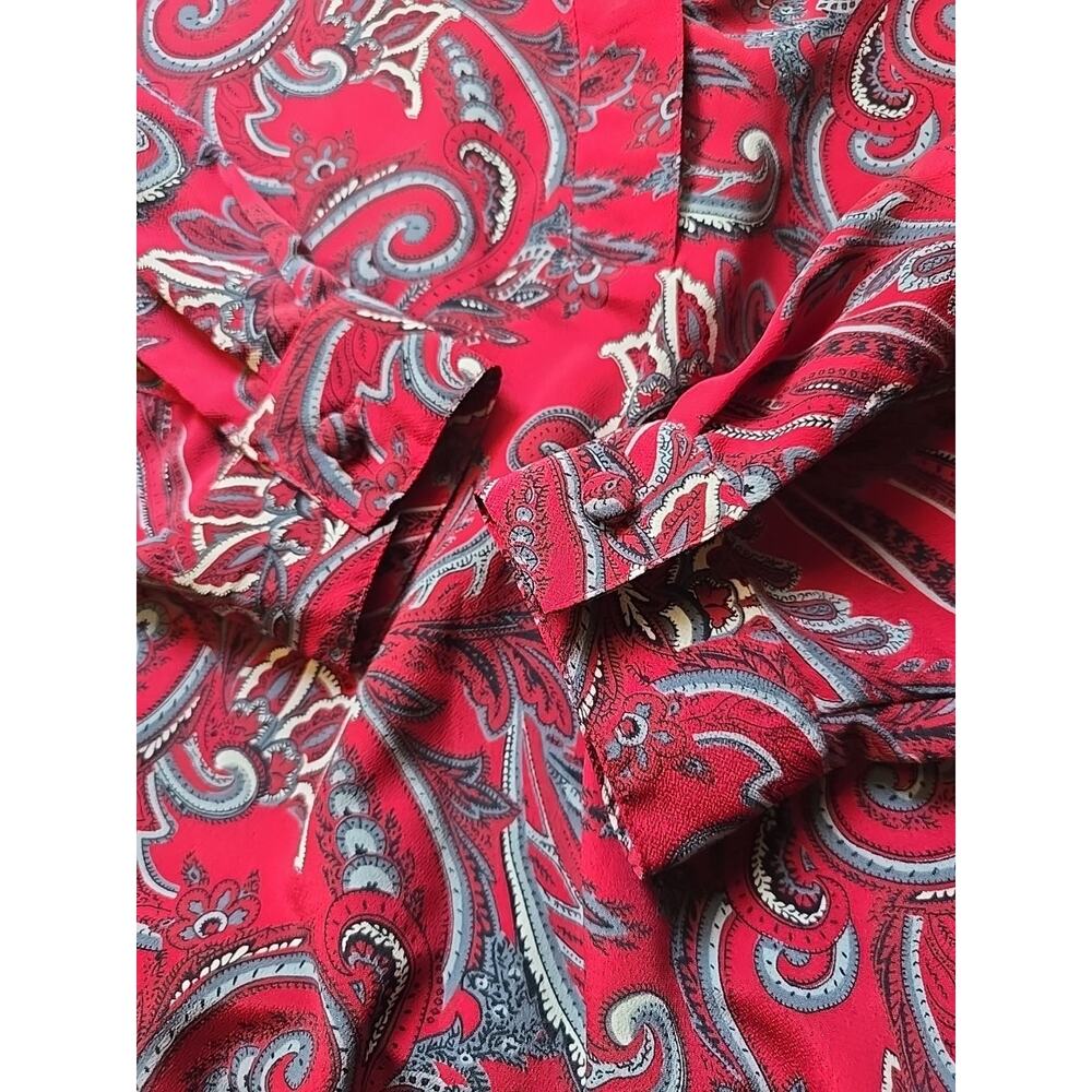 Alfred Dunner Women's Sz 16W Red Paisley Floral Long Sleeve Blouse Flowy Casual - Picture 4 of 9